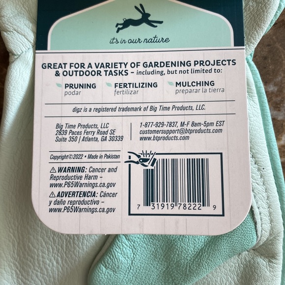 Digz Full Grain Goatskin Large Garden Gloves, 100% Goat Leather, Mint Green, NWT - Picture 8 of 8